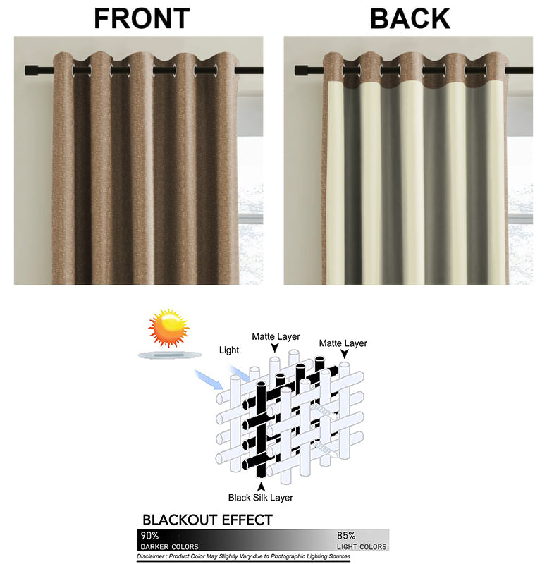 Casableu Lasa Polyester Eyelets (Steel) Blackout Curtains with Tie Back, Bedroom Living Room