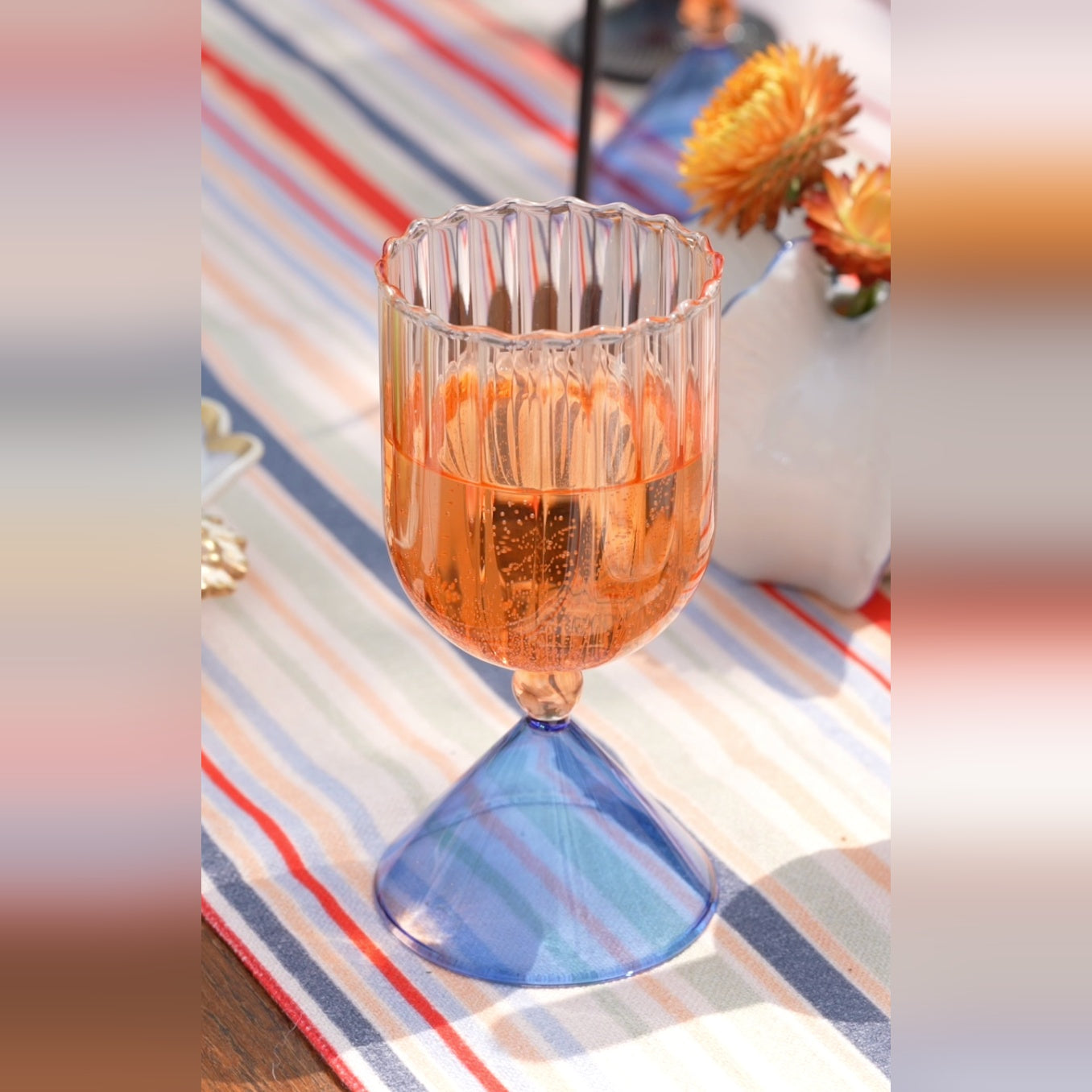 Sunset Cocktail Glasses, Premium Crystal with Sunset Orange and Blue Hue, Smooth Finish, Perfect for Cocktails, Water, or Juices, Elegant Drinkware for Evening Gatherings, Parties, and Special Occasions (Set of 6)