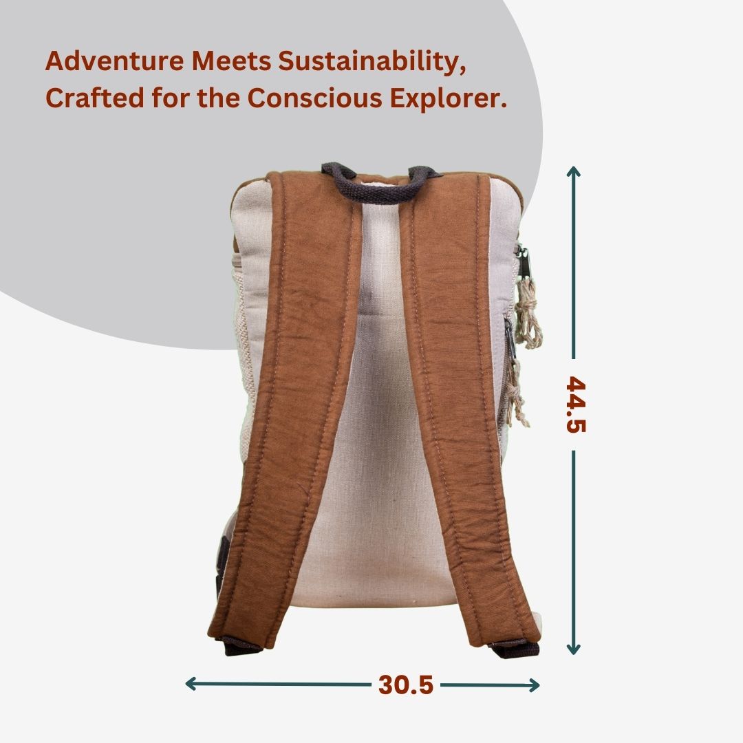 TruHemp Handcrafted Hemp Backpack with Cotton Lining, Spacious Multi-Pocket Daypack for Work, Hiking, Beige Color – Durable and Stylish Travel Backpack for Men & Women