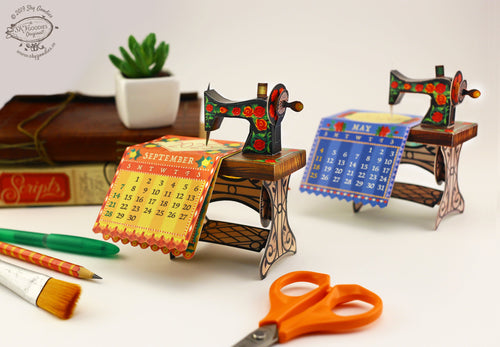 DIY Sewing Machine Desk Calendar, Fun Craft Kit, Perfect for Office DÃ©cor, Creative DIY Calendar