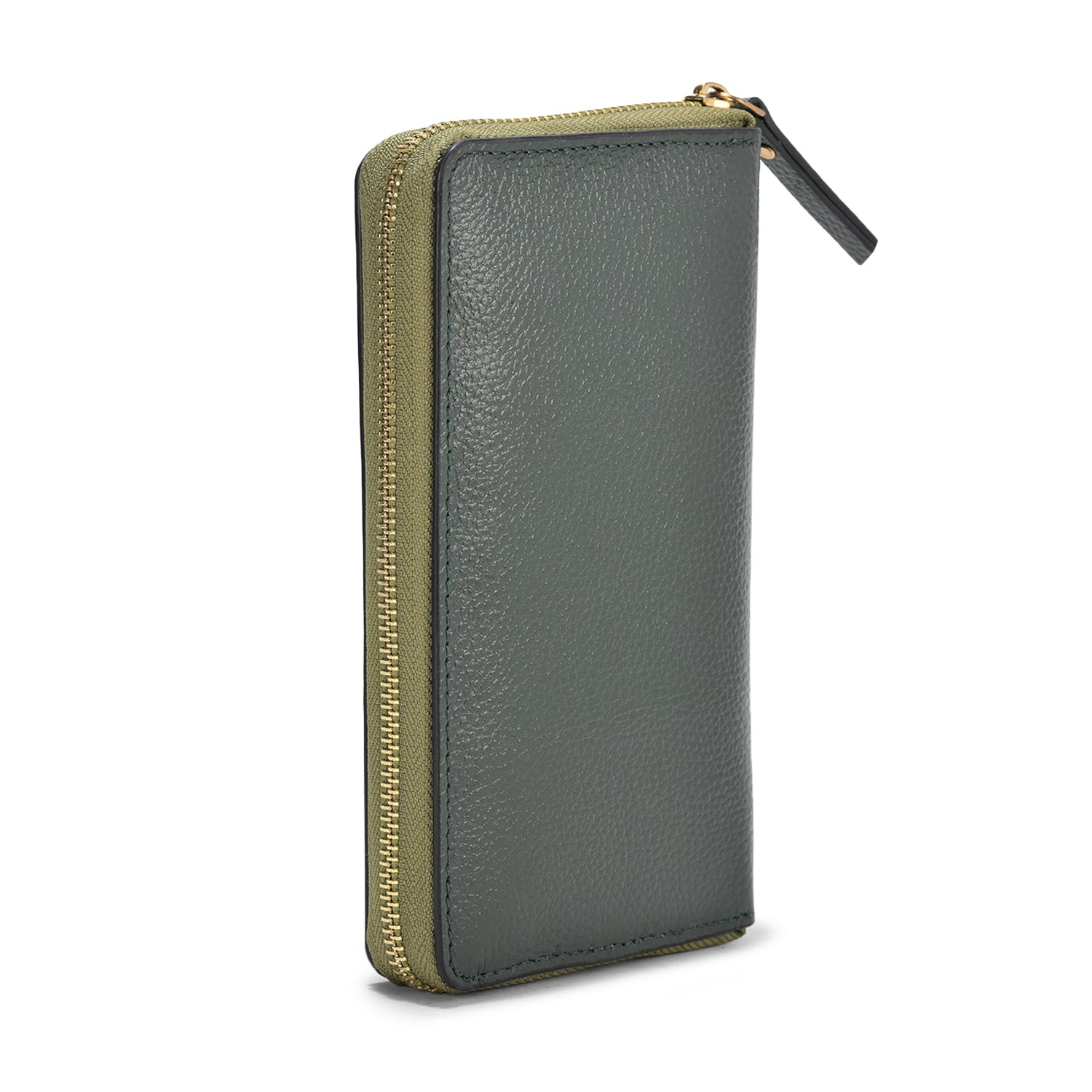 Kitty Grain Leather Wallet, Stylish Green Leather, Slim Design, Ideal for Casual and Formal Wear (Green)