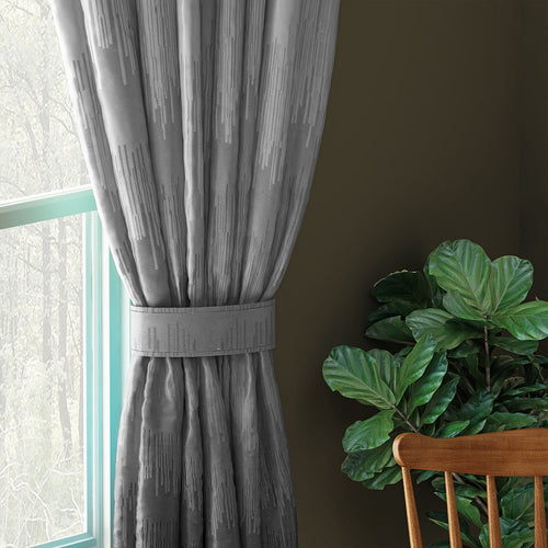 Casableu Kudo Polyester Eyelets (Steel) Blackout Curtains with Tie Back, Bedroom Living Room