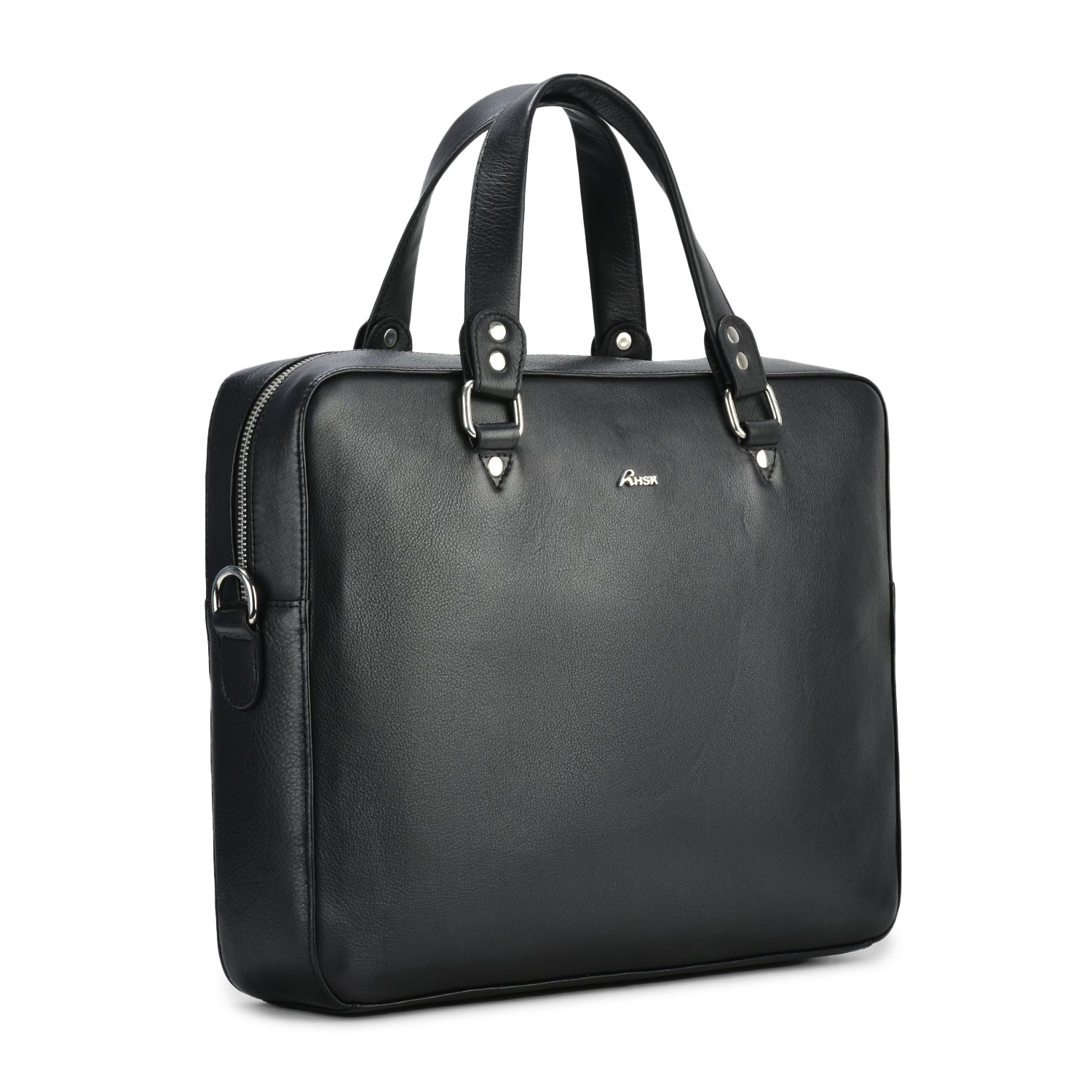 Dragon Grain Leather Laptop Bag, Premium Black Leather, Spacious Design, Ideal for Work and Travel (Black)