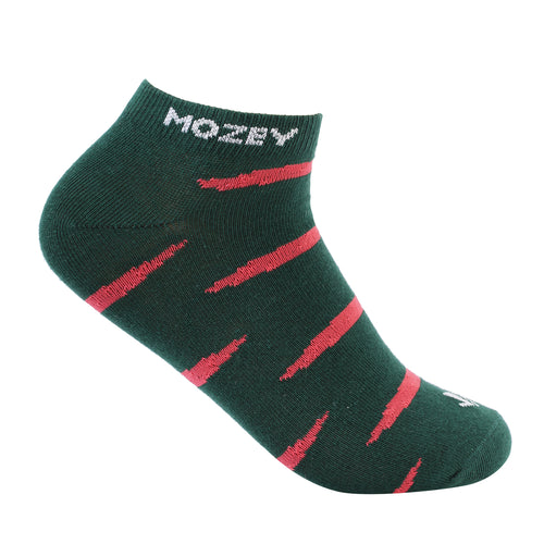 Ankle Multi-Color Unisex Socks, Premium Cotton Blend, Reinforced Heel & Toe, Lightweight & Breathable Design, Perfect For Everyday Comfort (Green/Red)