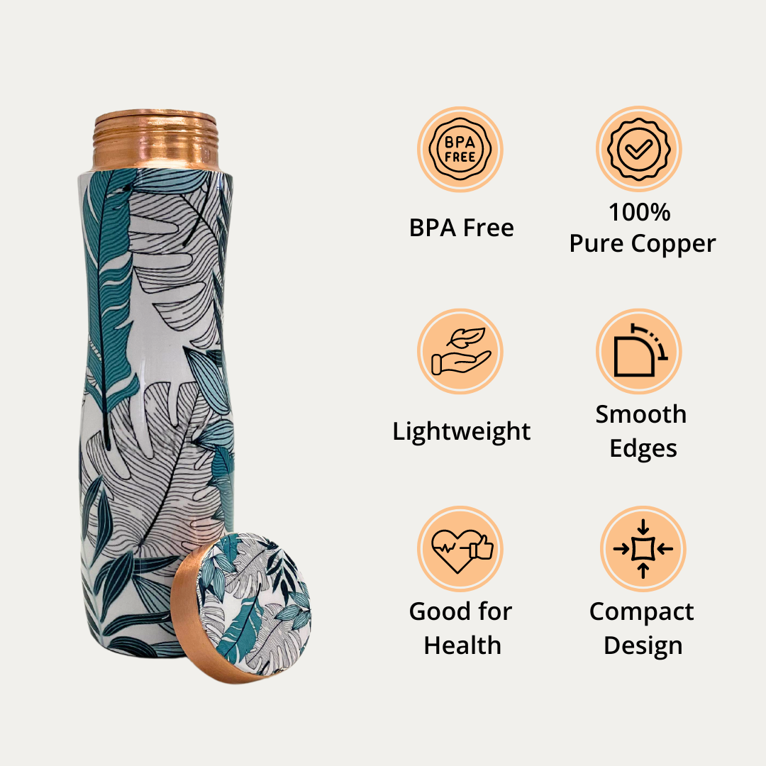 SuperGeneriX Pure Copper Water Bottle 1L | Ayurvedic Pure Copper Water Bottle with Leakproof Lid | 1L Water Bottle for Office & Gym