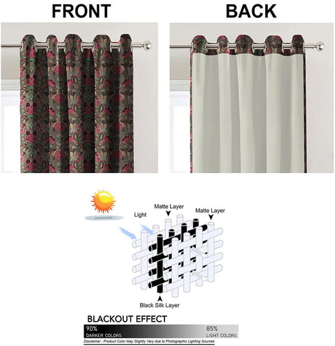 Casableu Baker Polyester Eyelets (Steel) Blackout Curtains with Tie Back, Bedroom Living Room