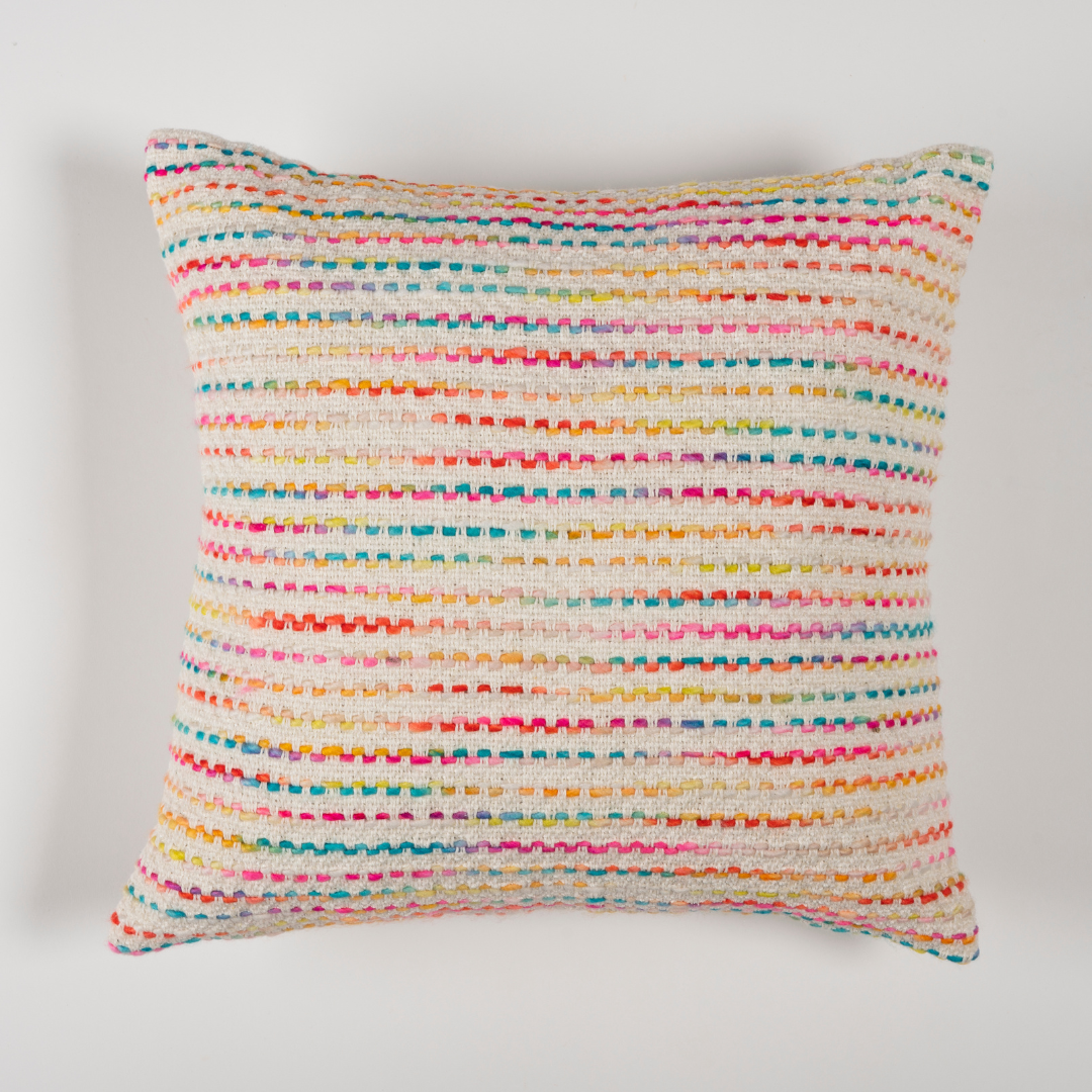 Handwoven Bright Horizon Cotton Cushion Cover with zipper closure