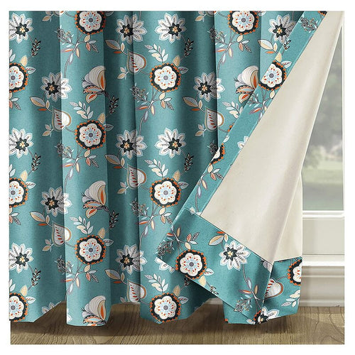 Casableu Beau Polyester Eyelets (Steel) Blackout Curtains with Tie Back, Bedroom Living Room