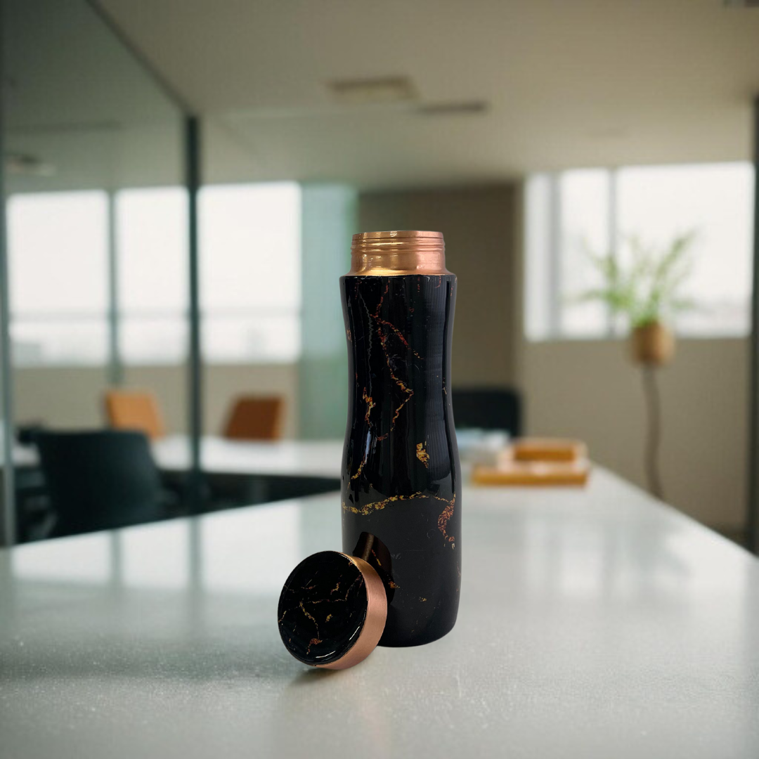 Black Marble Copper Water Bottle