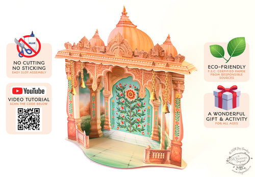 DIY Paper Mandir, Fun Craft Kit, Ideal for Religious DÃ©cor, Creative DIY Project