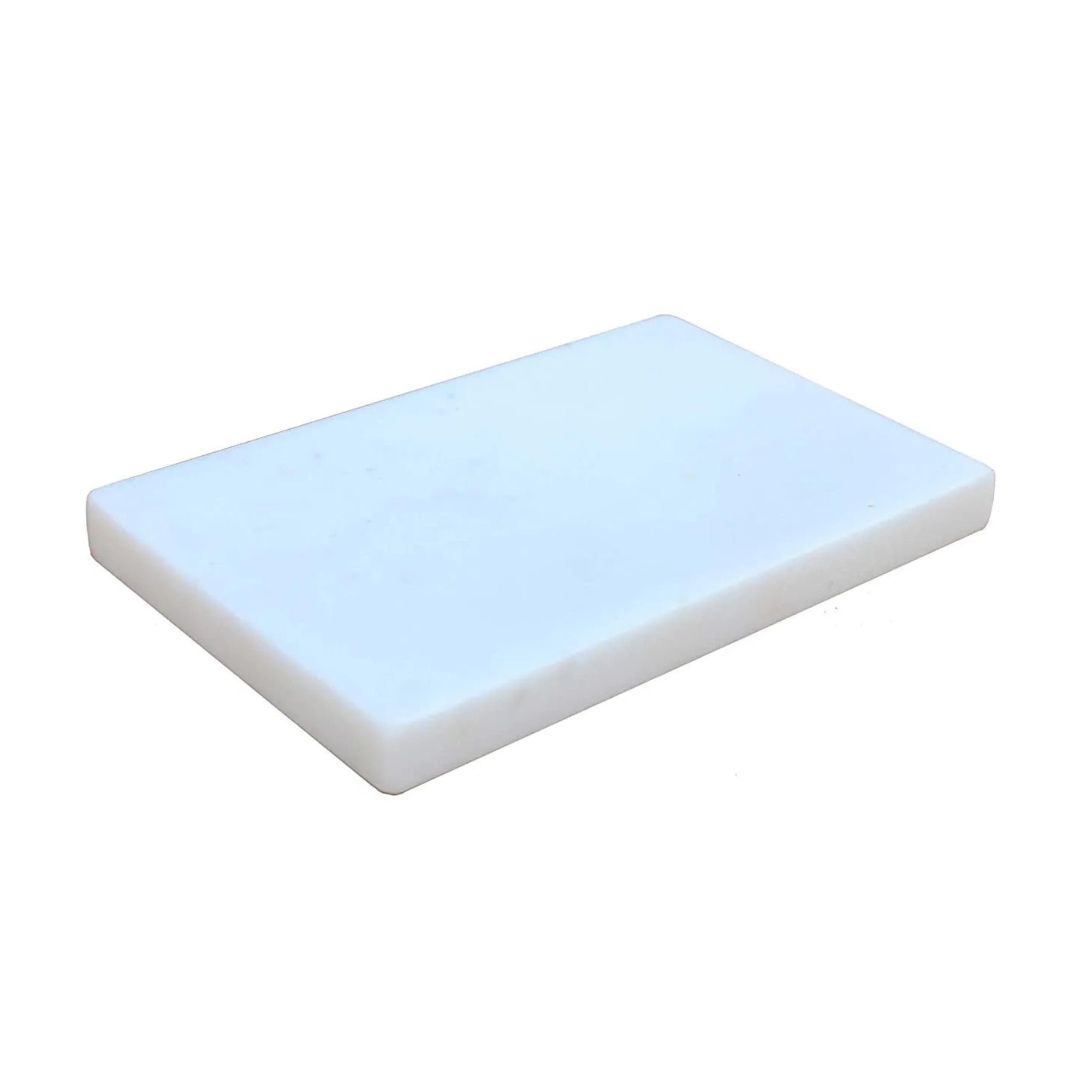 White Racktangle Marble Soap Dish - Elegant Anti-Skid Bathroom Accessory, Smooth, Durable, Soap Storage (14x9 cm)