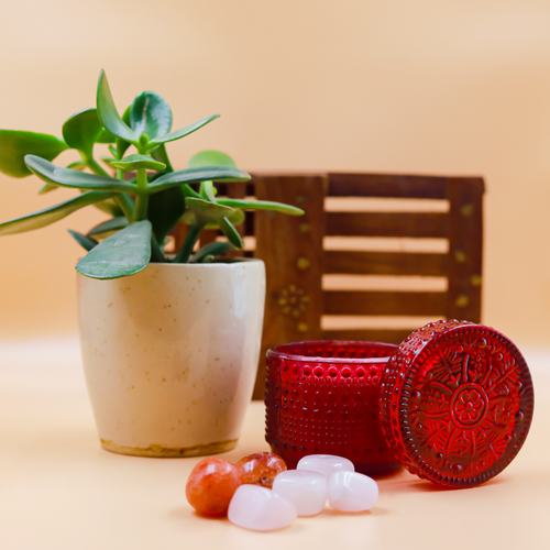 Passion Coconut Soy Wax Candle with Elegant Glass Holder | Red Candle with Infused Essential Oils & Romantic Scent