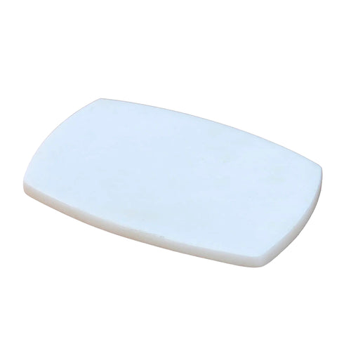 White Curve Racktangle Marble Soap Dish - Elegant Anti-Skid Bathroom Accessory, Smooth, Durable,Soap Storage (14x9 cm)