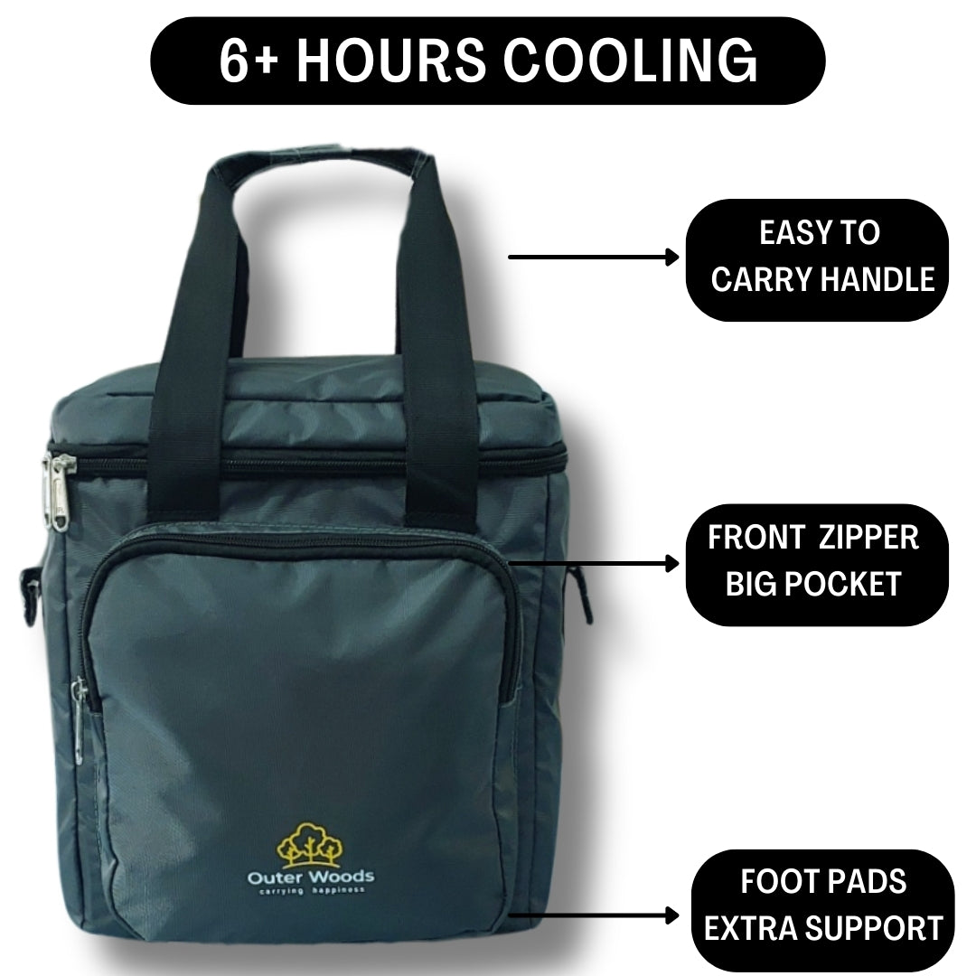 Outer Woods Insulated 6 Bottle Cooler Bag | with 6 Units of Ice Gel Packs | Wine Cooler Bag | Beer Cooler Bag | Insulated Bag | Fits 6 Full Size Bottles