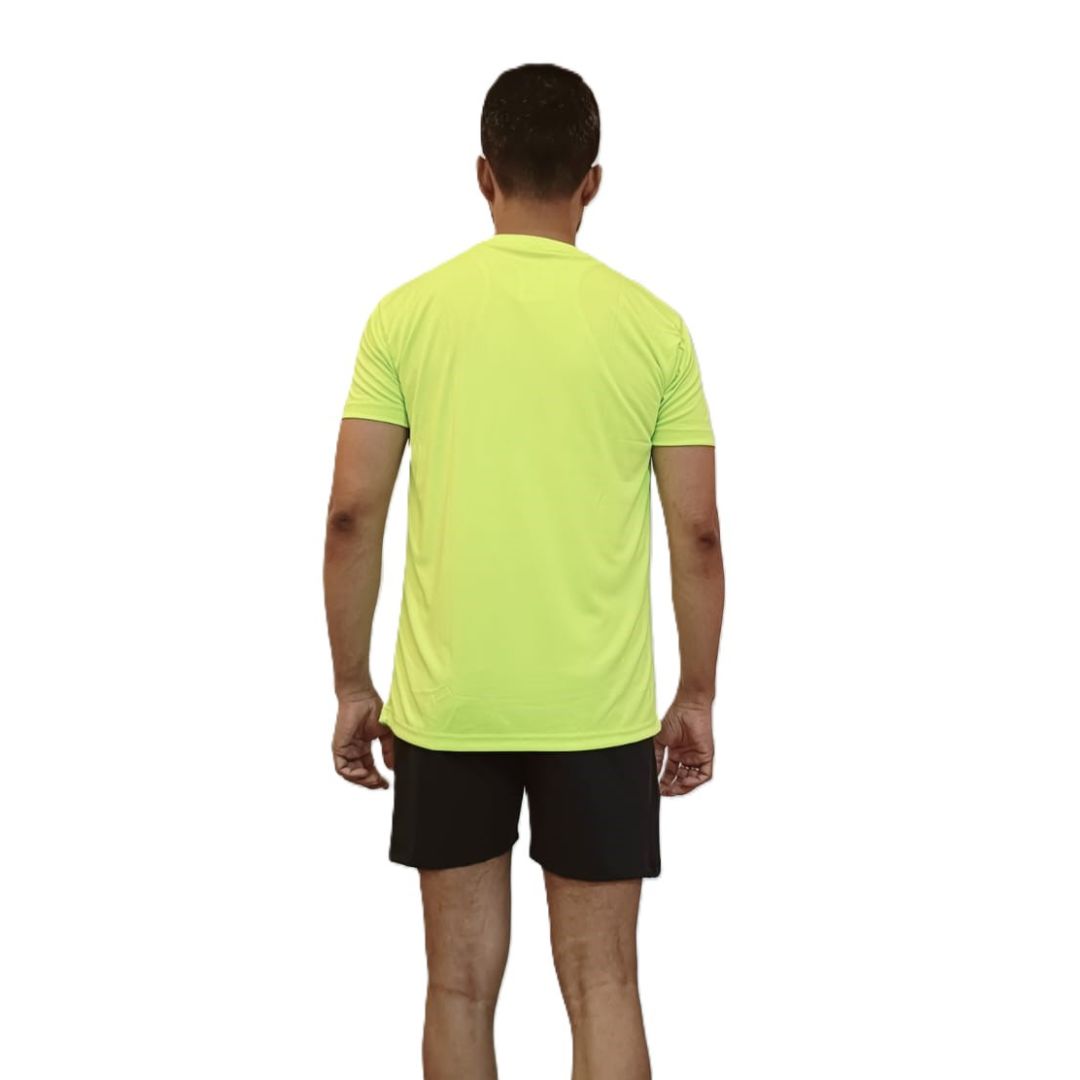 Dr-Fit Micro Fiber Round-Neck T-Shirt, High-Performance Activewear, Polyester-Polyamide Blend, Gym T-Shirt for Men, Perfect for Training (Fluorescent Green)