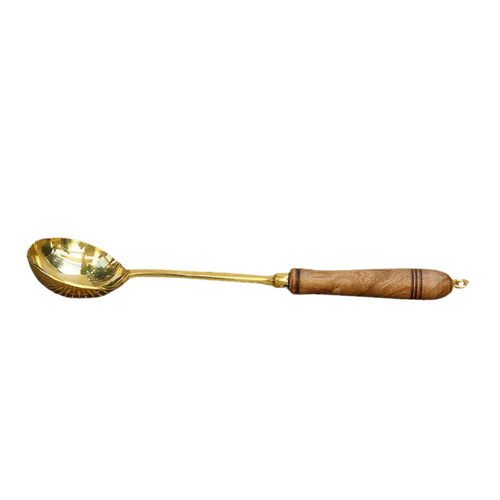 Brass Cooking Ladle with Golden Finish for Kitchen | Handcrafted Brass Serving Spoon