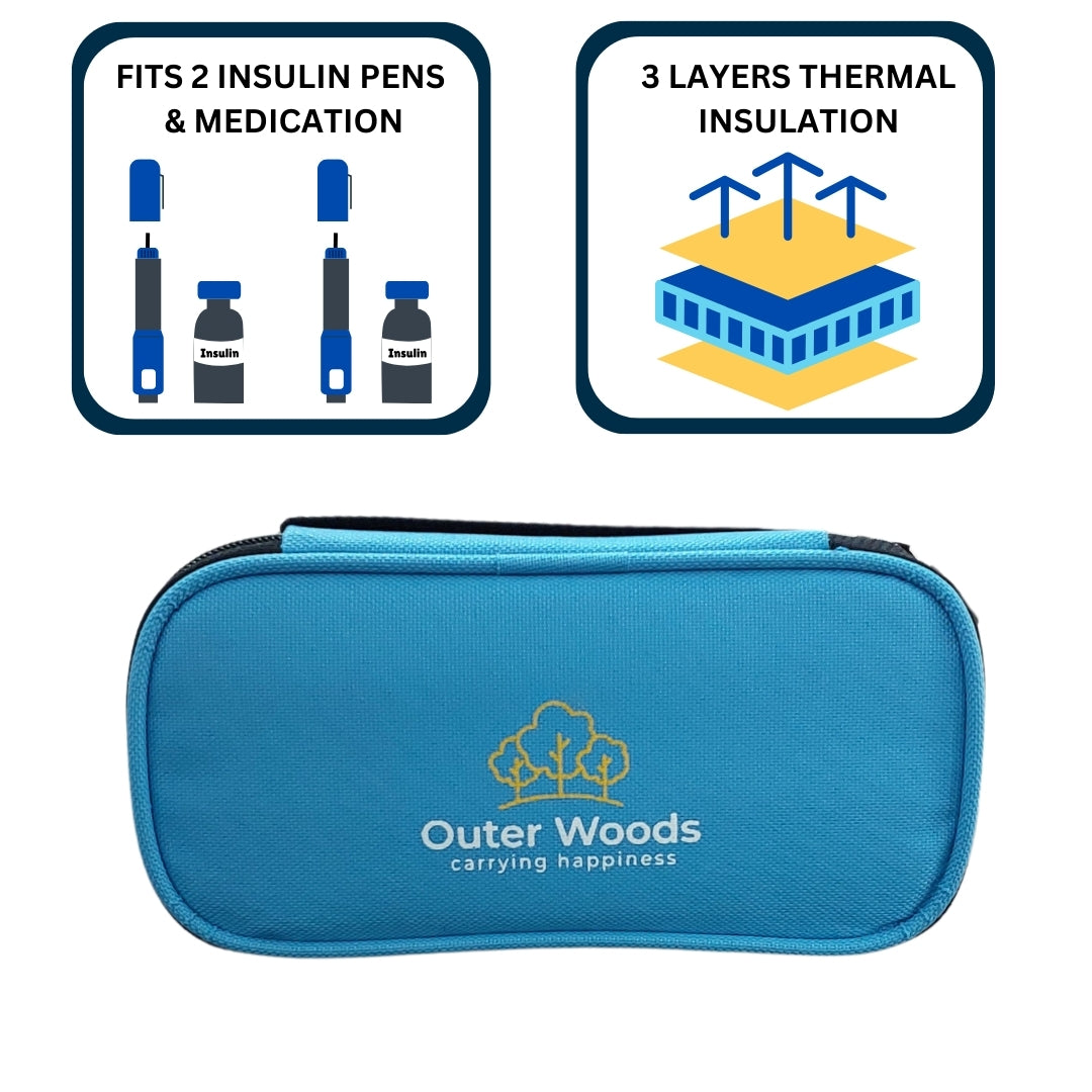 Outer Woods Insulin Cooling Travel Pouch for Diabetics with Two Ice Gel Packs | Ice Pack for Insulin | Insulin Cooler Bag for Travel | Keep Insulin Safe and Cool for 6 to 8 Hours