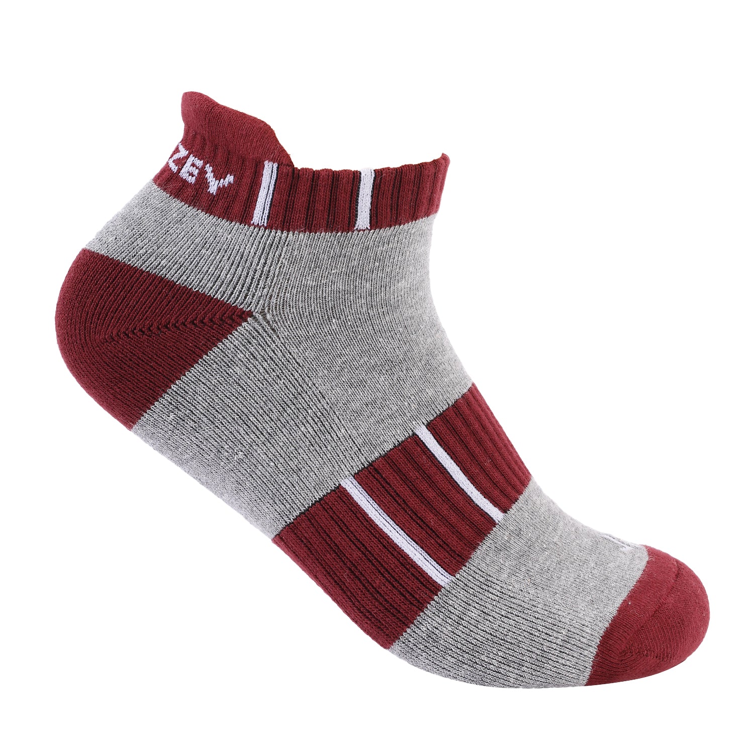 Ankle Cushioned Sports Unisex  Socks, Premium Cotton Blend, Comfortable, Versatile Design, Ideal for Gym & Sports Wear (Red/Grey)