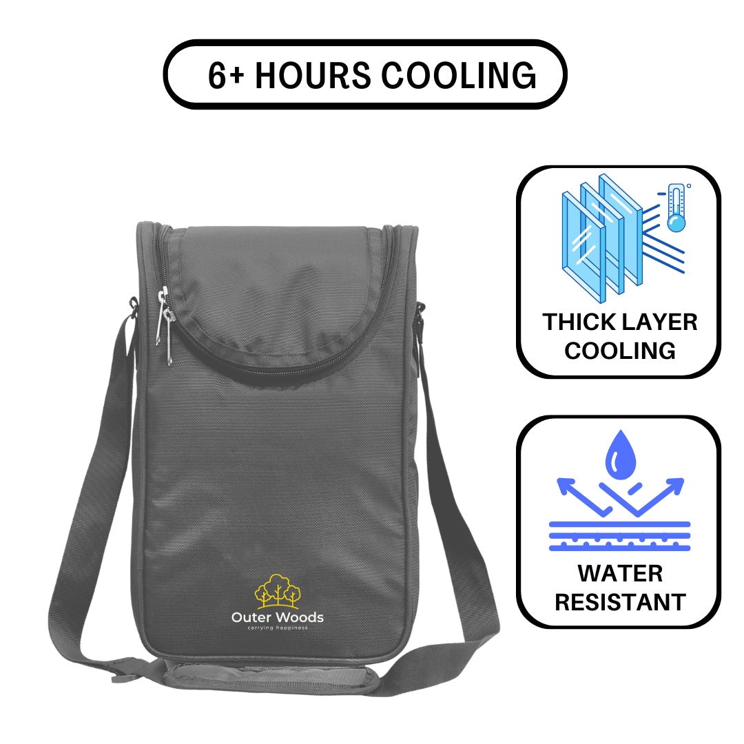 Outer Woods Nylon Insulated 2 Bottle Bag|360Â° Insulation And Portable Padded Protection For Glass Bottles|Ideal For Carrying Wine,Beer,Whisky,Vodka,Soda,Juice,Milk And Water