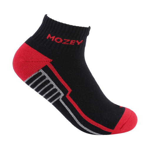 Ankle Activewear Unisex Socks, Premium Cotton Blend, Comfortable, Versatile Design, Ideal for Gym & Sports Wear (Black/Red)