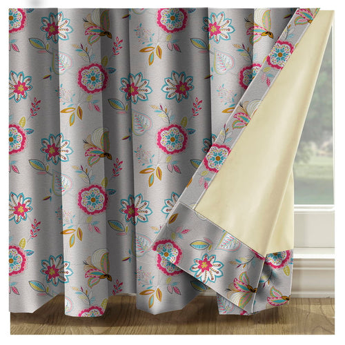 Casableu Beau Polyester Eyelets (Steel) Blackout Curtains with Tie Back, Bedroom Living Room