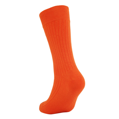 Formal Men's Ribbed Socks, Cotton Blend, Stylish Pattern, Soft and Durable, Comfortable for Office Use (Orange)