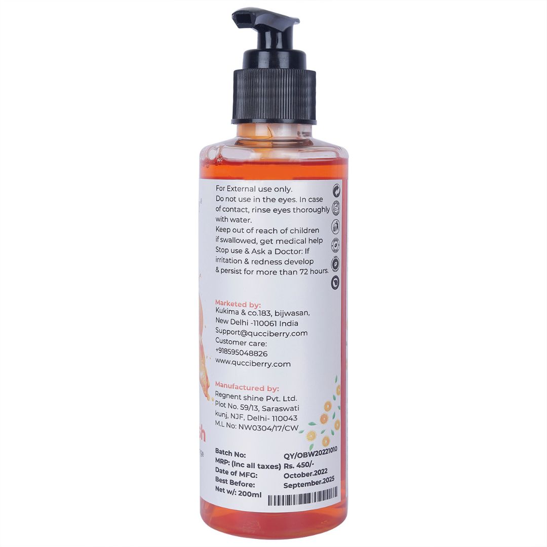 Qucciberry Vitamin C Face Wash – Antioxidant-Rich, Removes Oil & Grime, Promotes Collagen Synthesis, Natural Ingredients, Suitable for All Skin Types