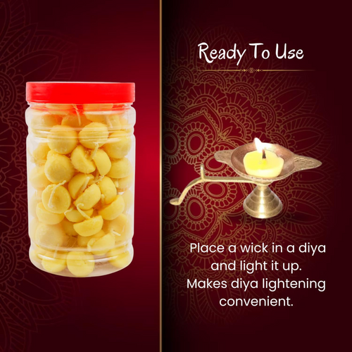 Pure Cow Ghee Diyas with Long Burning Time | Chemical-Free, Wax-Free Wicks for Pooja & Daily Rituals (5g)