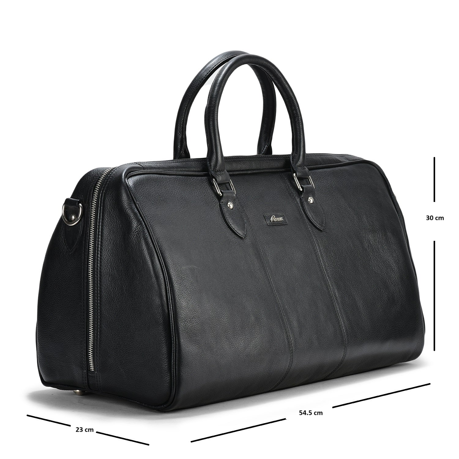 Vegas Leather Duffle Bag, Durable Black Leather, Spacious and Stylish, Ideal for Travel and Weekend Trips (Black)