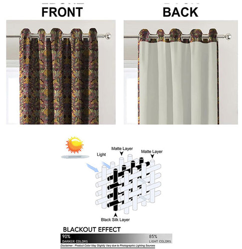 Casableu Baker Polyester Eyelets (Steel) Blackout Curtains with Tie Back, Bedroom Living Room