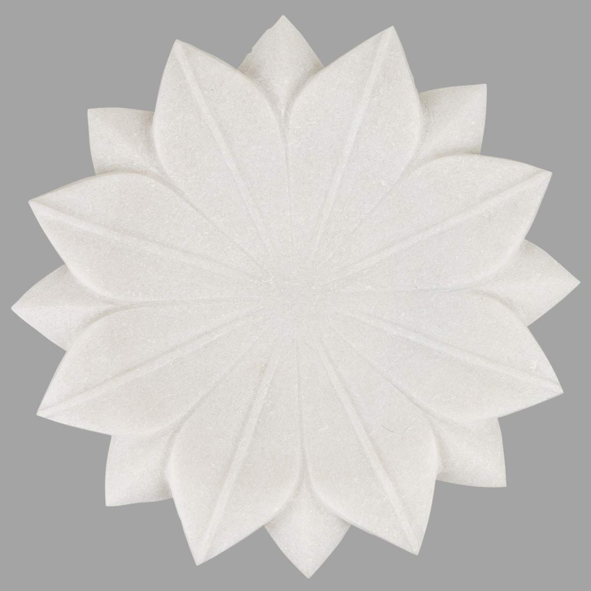 White Marble Floral-Shaped Urli Bowl - Elegant Handcrafted Decorative Centerpiece, Ideal for Living Rooms, Offices (15x15 cm)