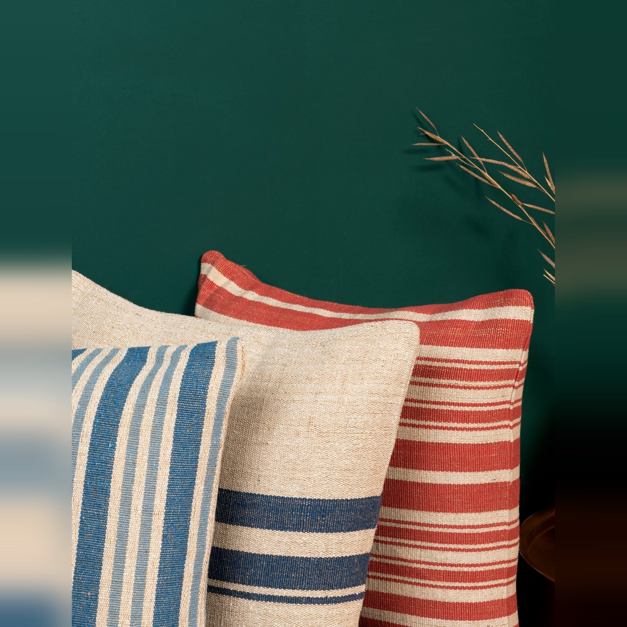 Farmhouse Blue Stripe Cushion Cover – Weather-Resistant, Durable, UV-Resistant, Quick-Drying, Stylish, Versatile for Indoor/Outdoor Use, Offers Long-Lasting Strength with Rustic Countryside Charm, Perfect for Sofas, Chairs, and Patios (Set of 2)