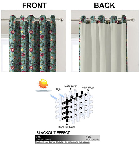 Casableu Cabal Polyester Eyelets (Steel) Blackout Curtains with Tie Back, Bedroom Living Room