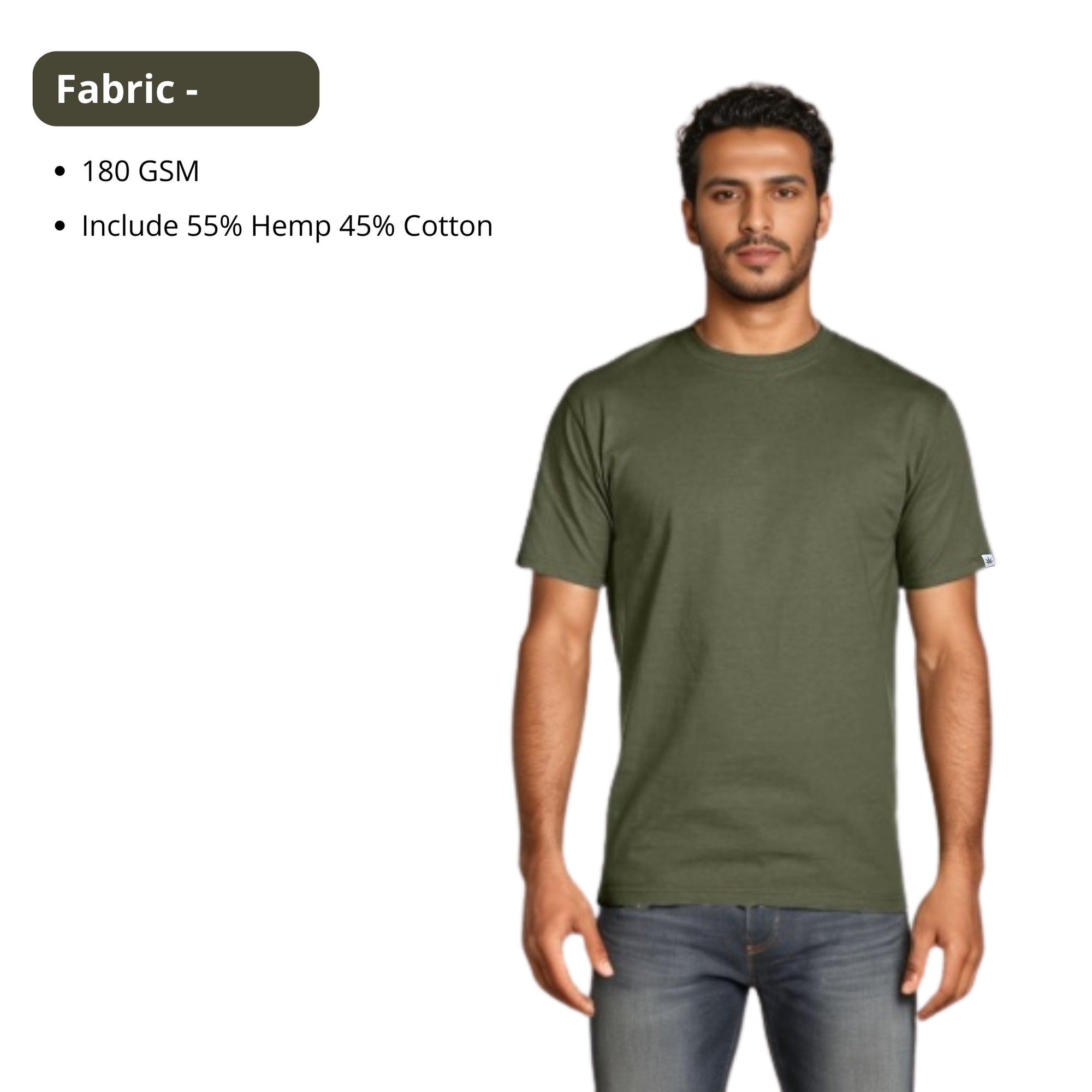 TruHemp Hemp T-Shirt for Men, Soft Crew Neck Tee Short Sleeve T-Shirt , Hemp & Cotton Blend T Shirt, Jersey fabric 180 GSM 55%Hemp 45% Cotton ( Olive Green )