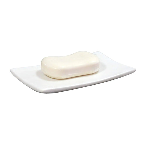 White Curve Marble Soap Dish - Elegant Anti-Skid Bathroom Accessory, Smooth, Durable, Soap Storage (14x9 cm)