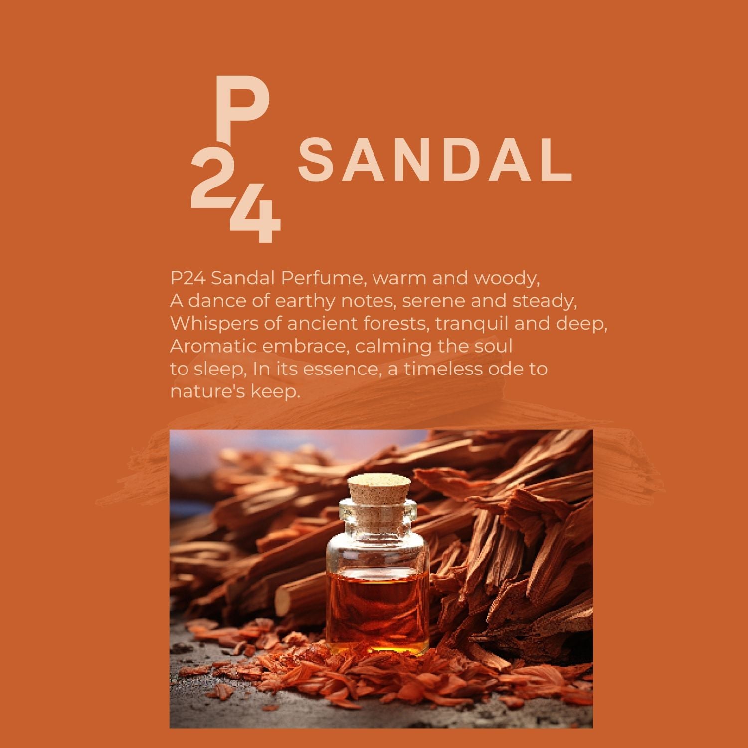 P24 Sandal Perfume for Men and Women, Warm and Woody Unisex Fragrance with Sandalwood and Spice, Serene Eau de Parfum, Timeless Scent Inspired by Nature, Perfect for Gifting (20ml)