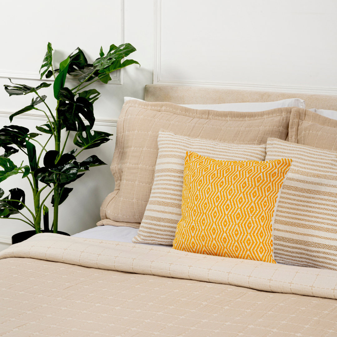 Sunshine Cotton Cushion Cover with Zipper Closure | Square Throw Pillow Covers