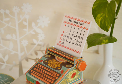 DIY Typewriter Calendar - COLORFUL, Fun and Functional Calendar, Ideal for Home Office, Vibrant Desk Accessory