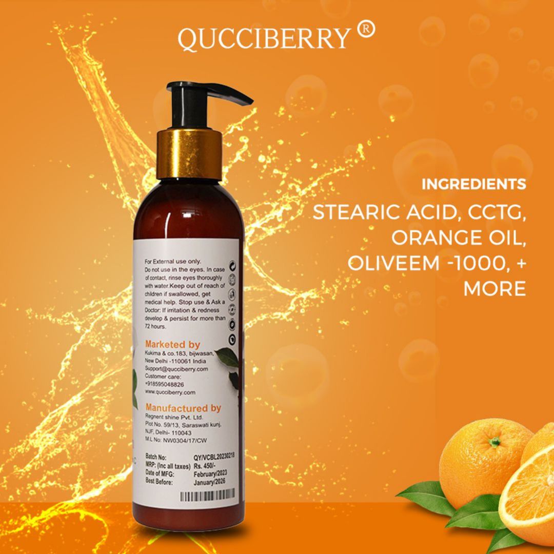 Qucciberry Vitamin C Body Lotion – Nourishes, Hydrates, Brightens Skin, Evens Skin Tone, Free of Sulphates & Parabens, Natural Ingredients