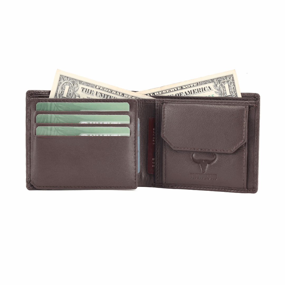 Bifold Textured Wallet with Multiple Card Slots | Slim Leather Wallet for Men