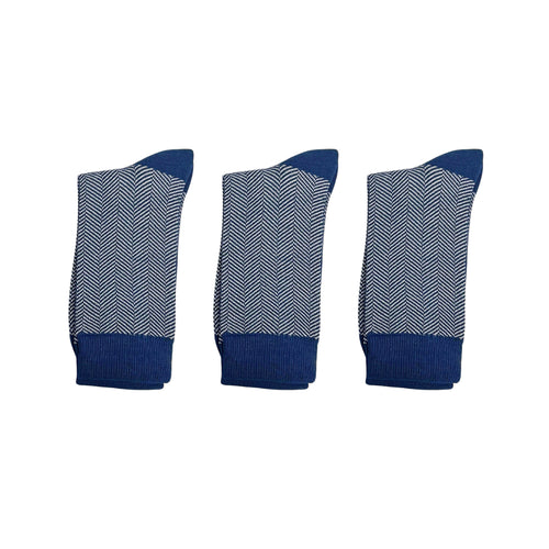 SuperGeneriX Bamboo Socks for Men, Pack of 3, Blue Striped Calf-Length Socks, Odor-Free, Breathable and Antibacterial, Cushioned Base for Comfort, Luxuriously Soft and Durable