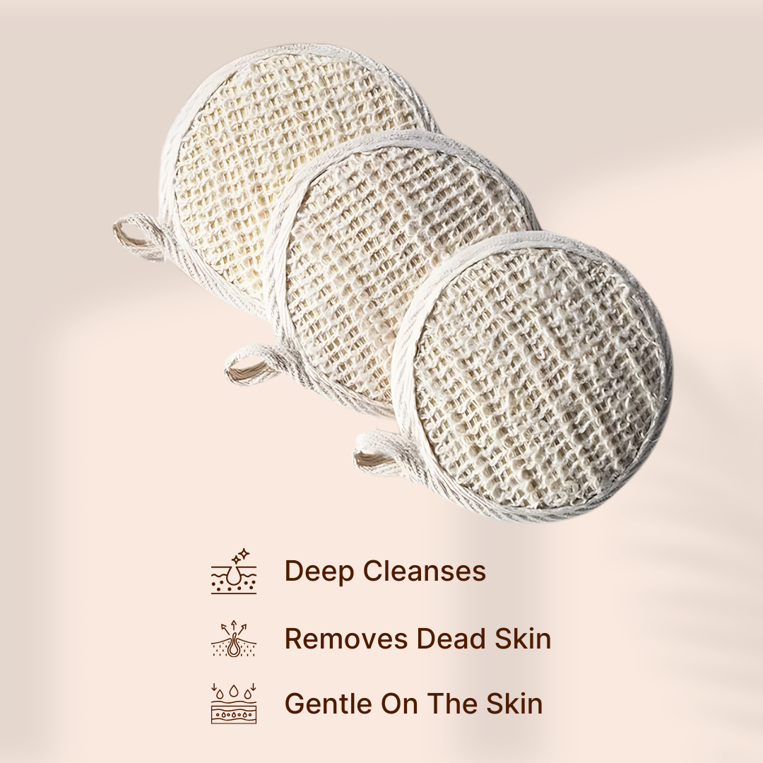 SuperGeneriX Ramie Bath Loofah & Mitt Set for Bathing (Pack of 2), Bathing Scrubber, Made of 100% Natural Ramie Fibre for Removing Dead Skin, Skin Scrubbing & Body Care (Set of 2)