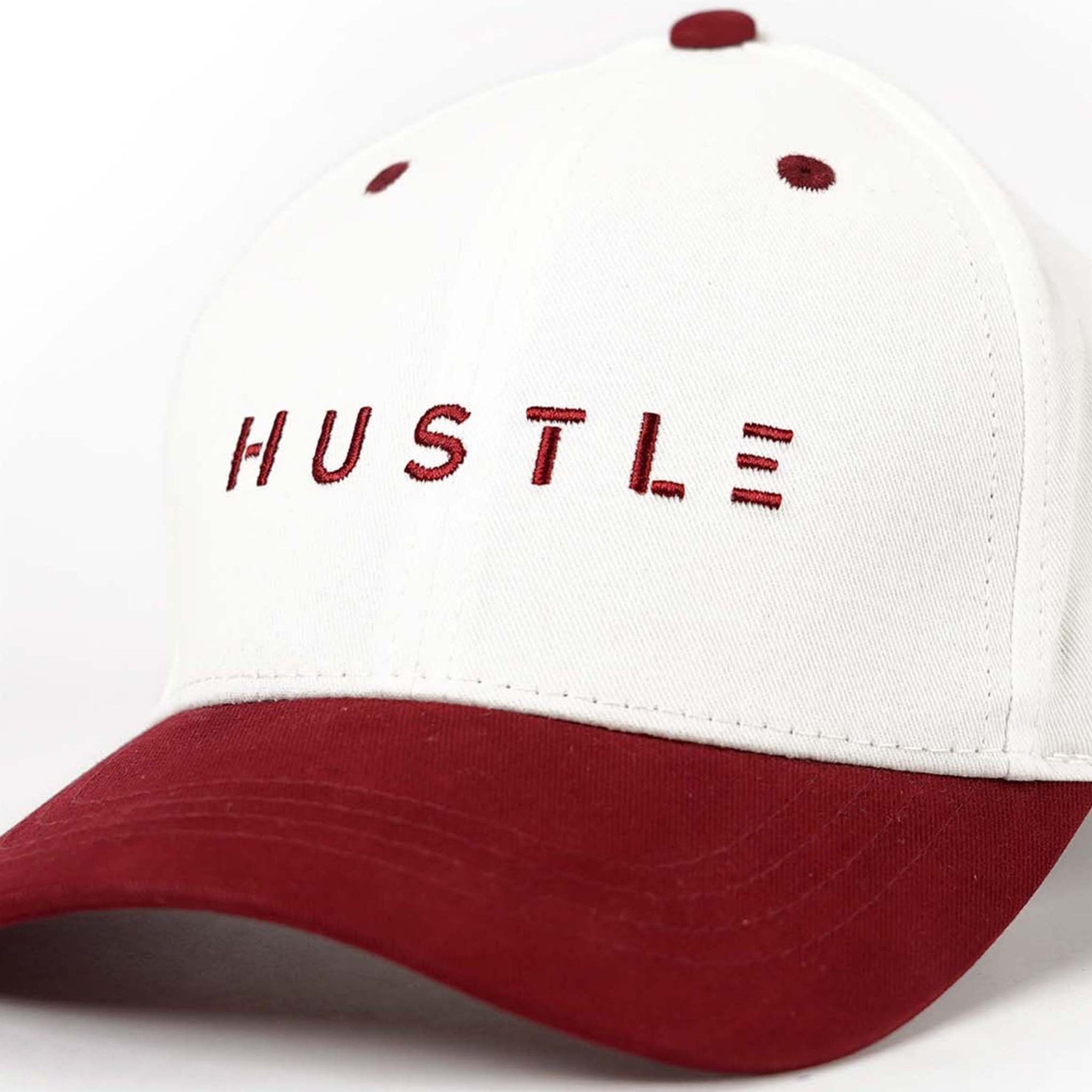 Oneword Baseball Cap Adjustable Size for Running Workouts and Outdoor Activities, Soft Cotton Cap (White & Maroon)