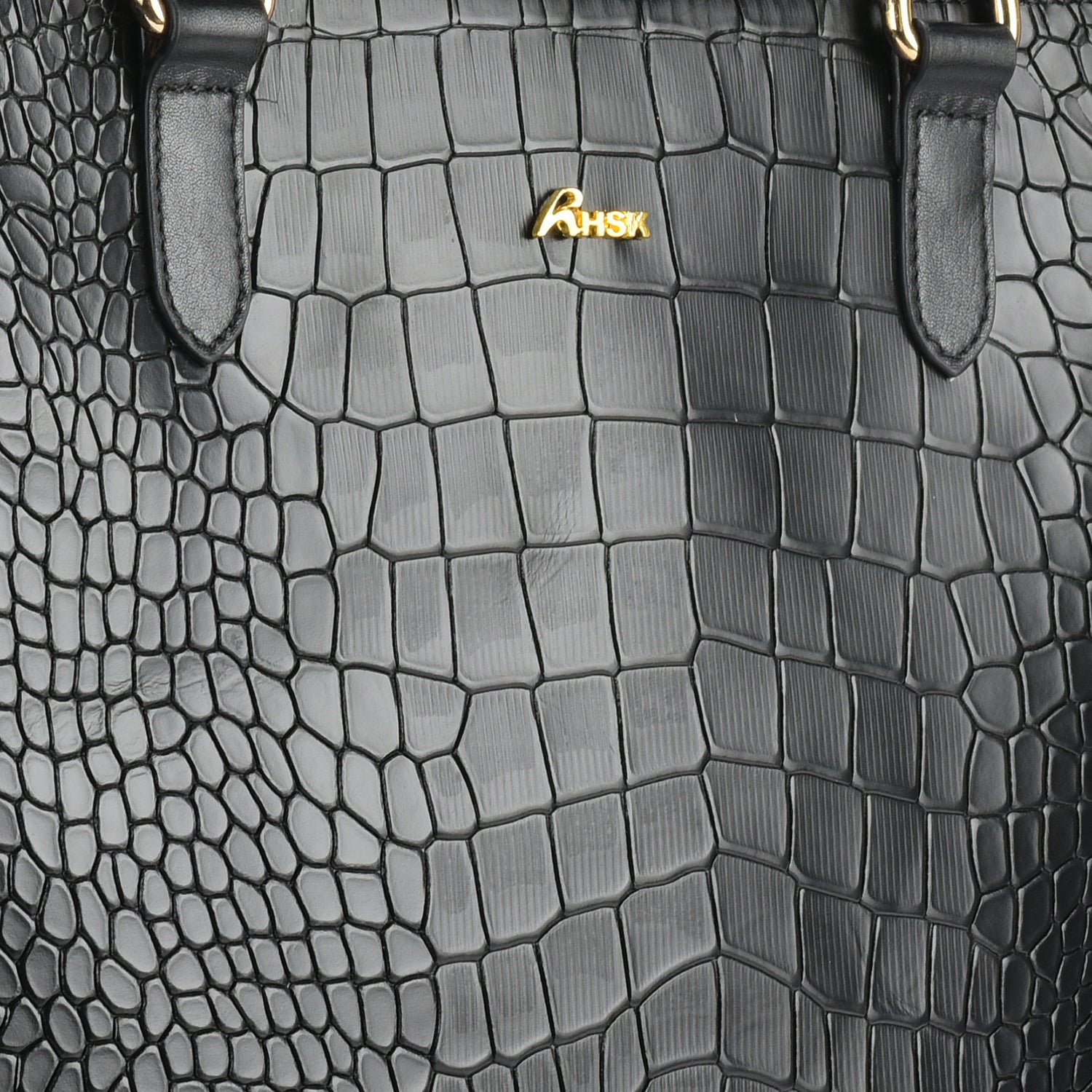 Utility Black Croc Leather Tode Bag, Premium Quality Leather, Spacious and Stylish Design, Ideal for Work and Travel