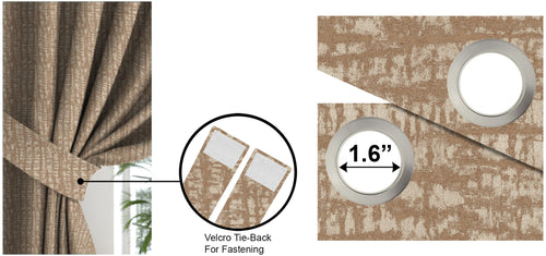 Casableu Slubby Polyester Eyelets (Steel) Blackout Curtains with Tie Back, Bedroom Living Room