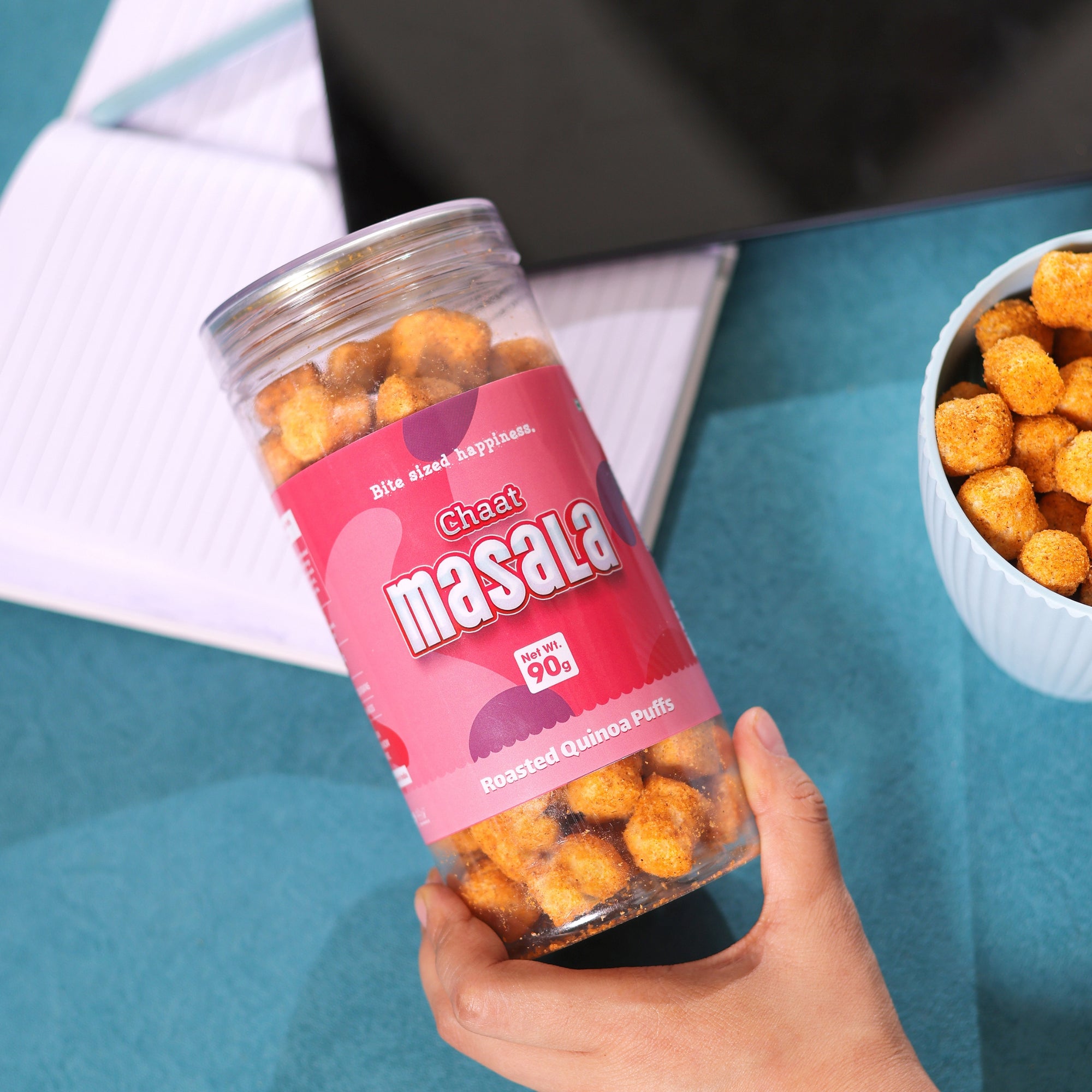 Crack A Nut's Chaat Masala Roasted Multi-Grain Puffs, Savory & Healthy Snack, Packed with Protein & Low in Sugar, Lightly Roasted Multi-Grain Goodness, Perfect for Cravings & Guilt-Free Indulgence, 100g.