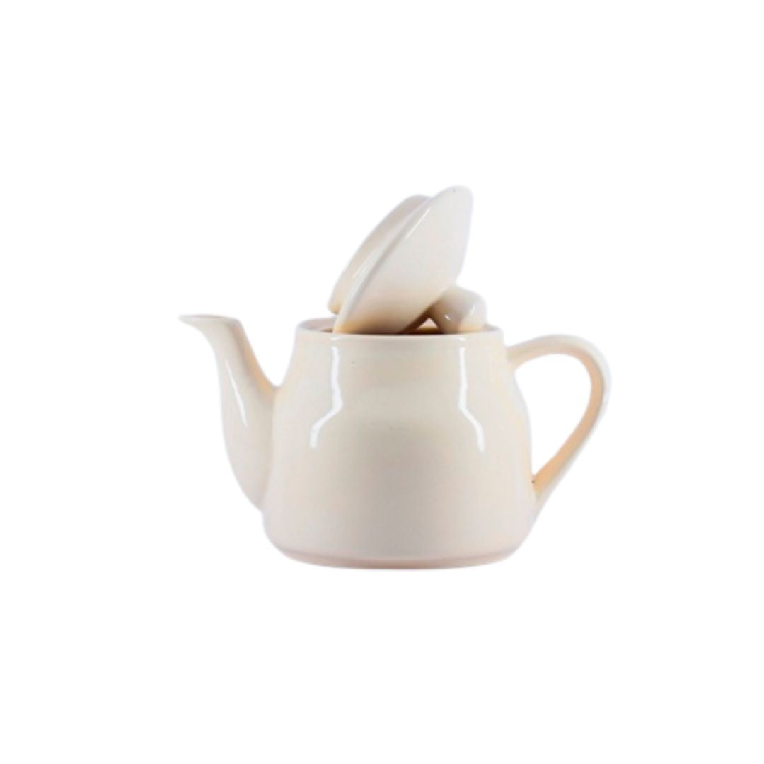 Qucciberry Ceramic Creme English Tea Pot, Classic and Elegant Design, Ideal Gift for Special Occasions, Weddings or Housewarming, Durable and Stylish Creme Tea Kettle