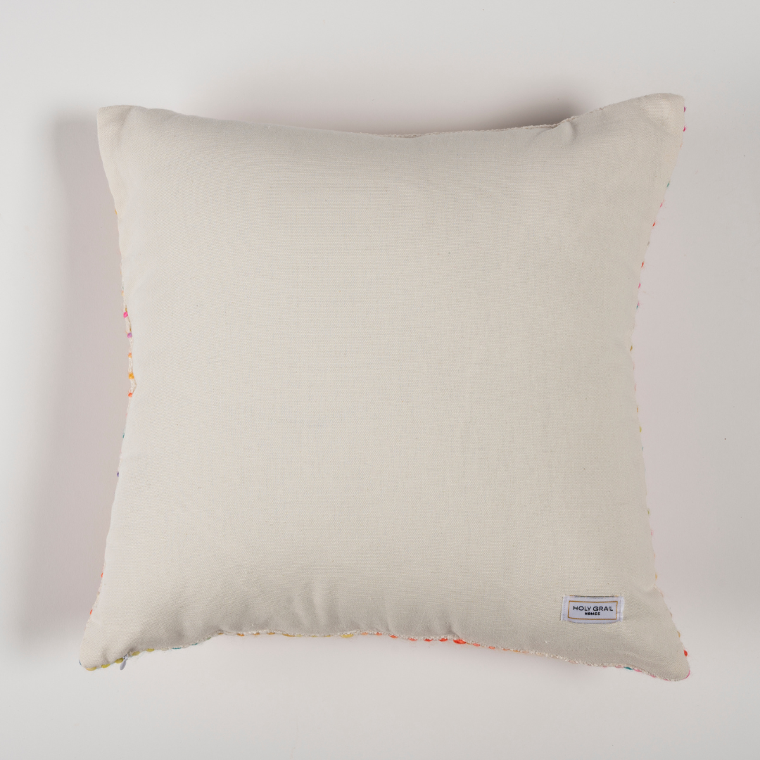 Handwoven Bright Horizon Cotton Cushion Cover with zipper closure