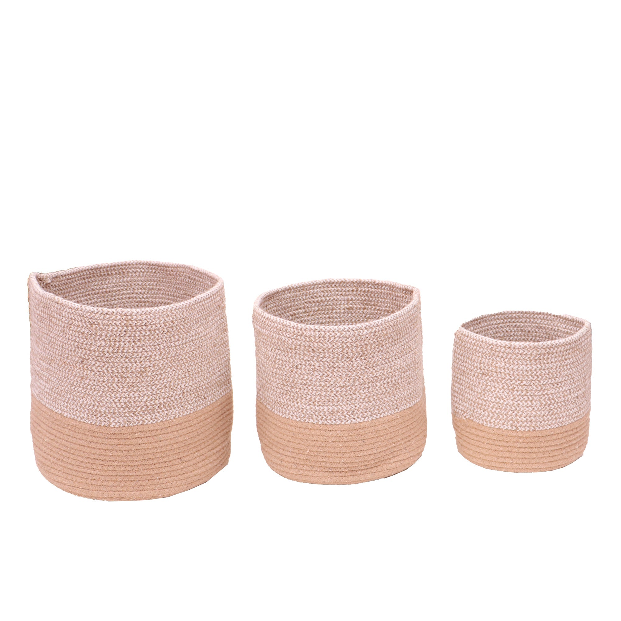 Dual Tone Jute Baskets - Set of 3