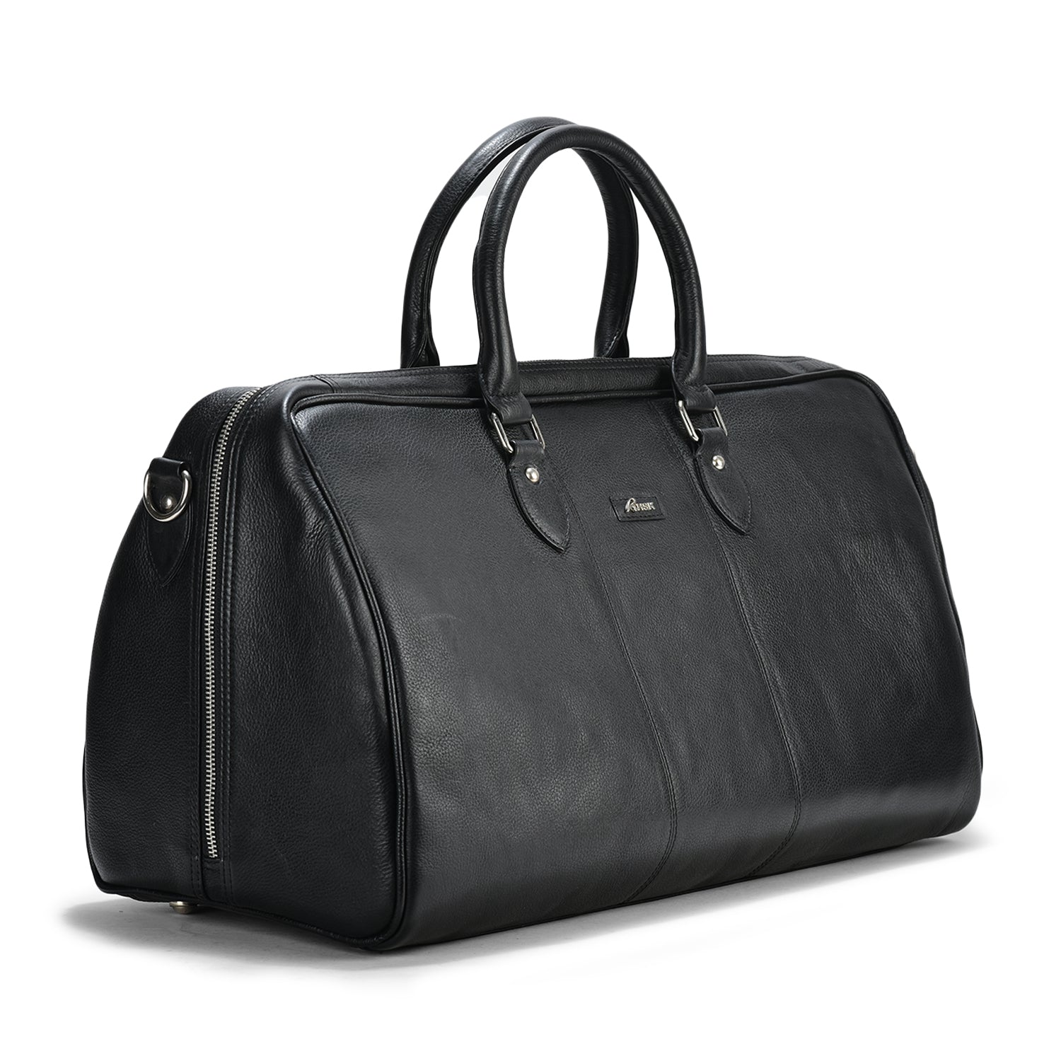 Vegas Leather Duffle Bag, Durable Black Leather, Spacious and Stylish, Ideal for Travel and Weekend Trips (Black)